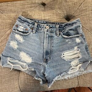 abercrombie distressed high rise shorts